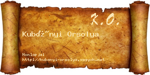 Kubányi Orsolya névjegykártya