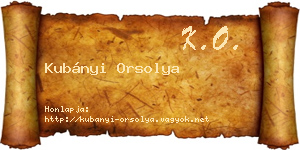 Kubányi Orsolya névjegykártya